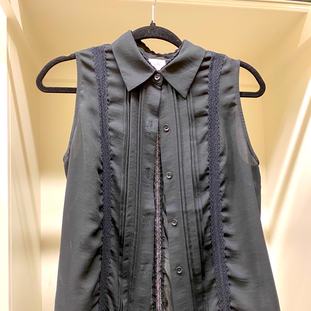 Black pintuck button down shirt from Cabi